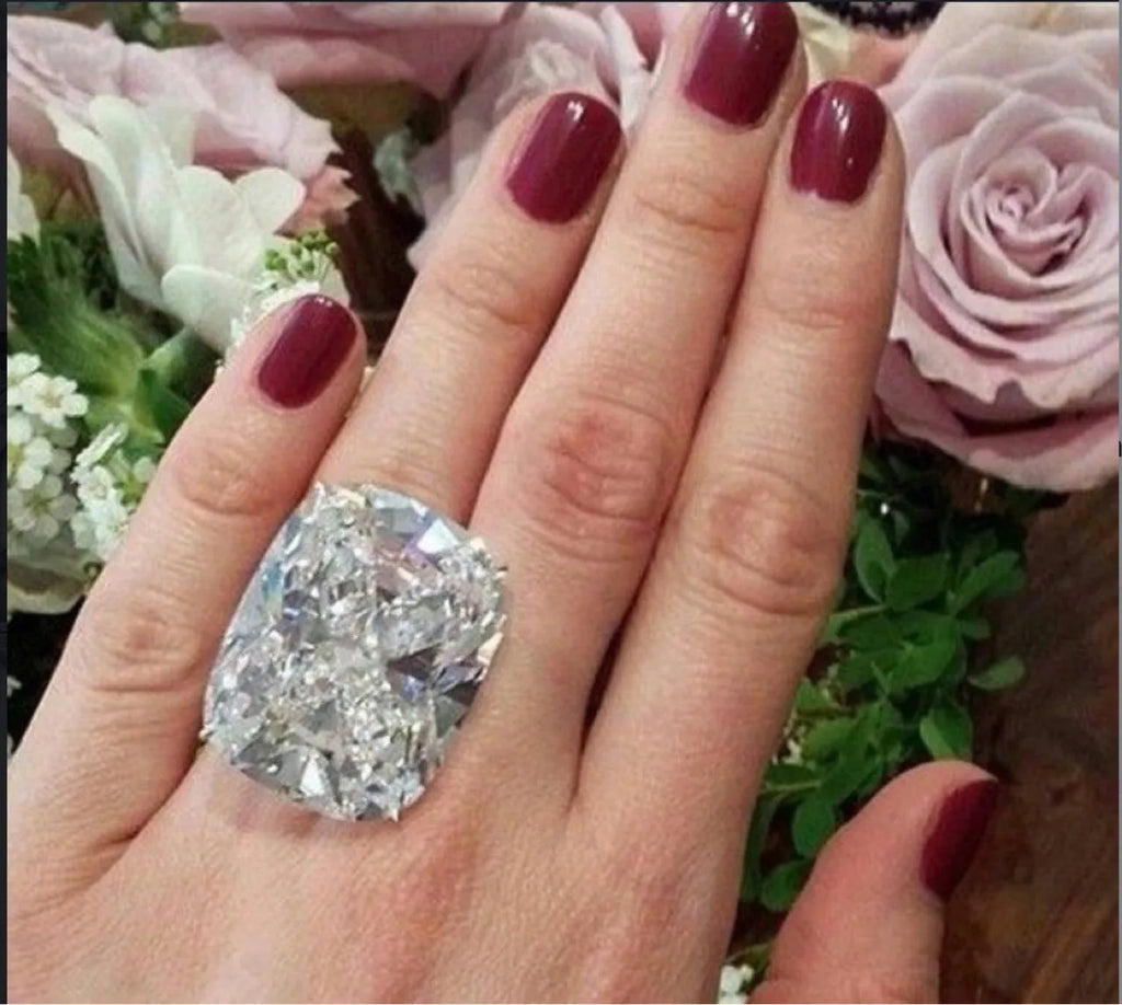 Women's simple inlaid white square diamond ring with geometric design and electroplated white gold colour finish