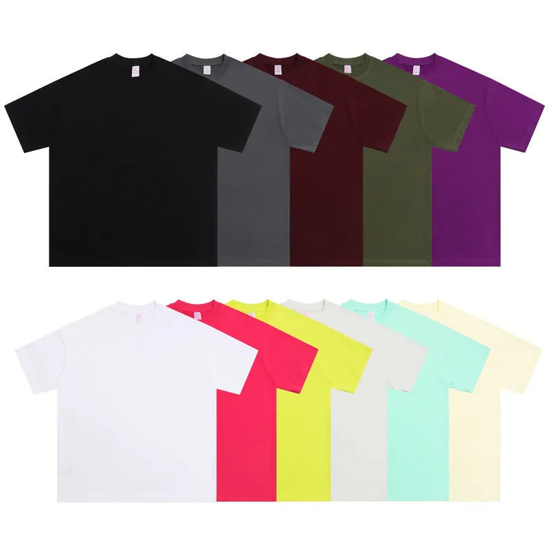 Loose fit pure cotton half sleeve pullover shirt showing colour options including fluorescent yellow and army green