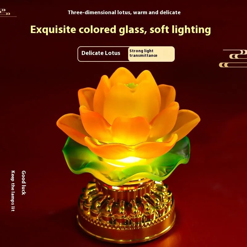Chinese style yellow lotus lamp for Buddha front household shrine decoration