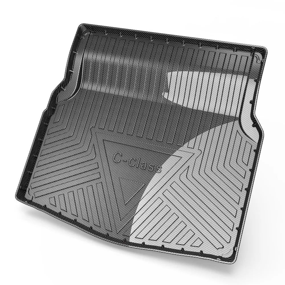 Black carbon fibre pattern TPE tailgate boot liner for a special model car.