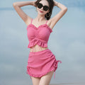 Women's solid colour milk silk split bikini swimsuit in pitaya red