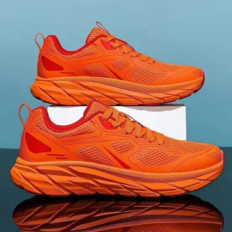 Unisex casual running shoes with mesh upper in red, beige, green, grey, and black colour options