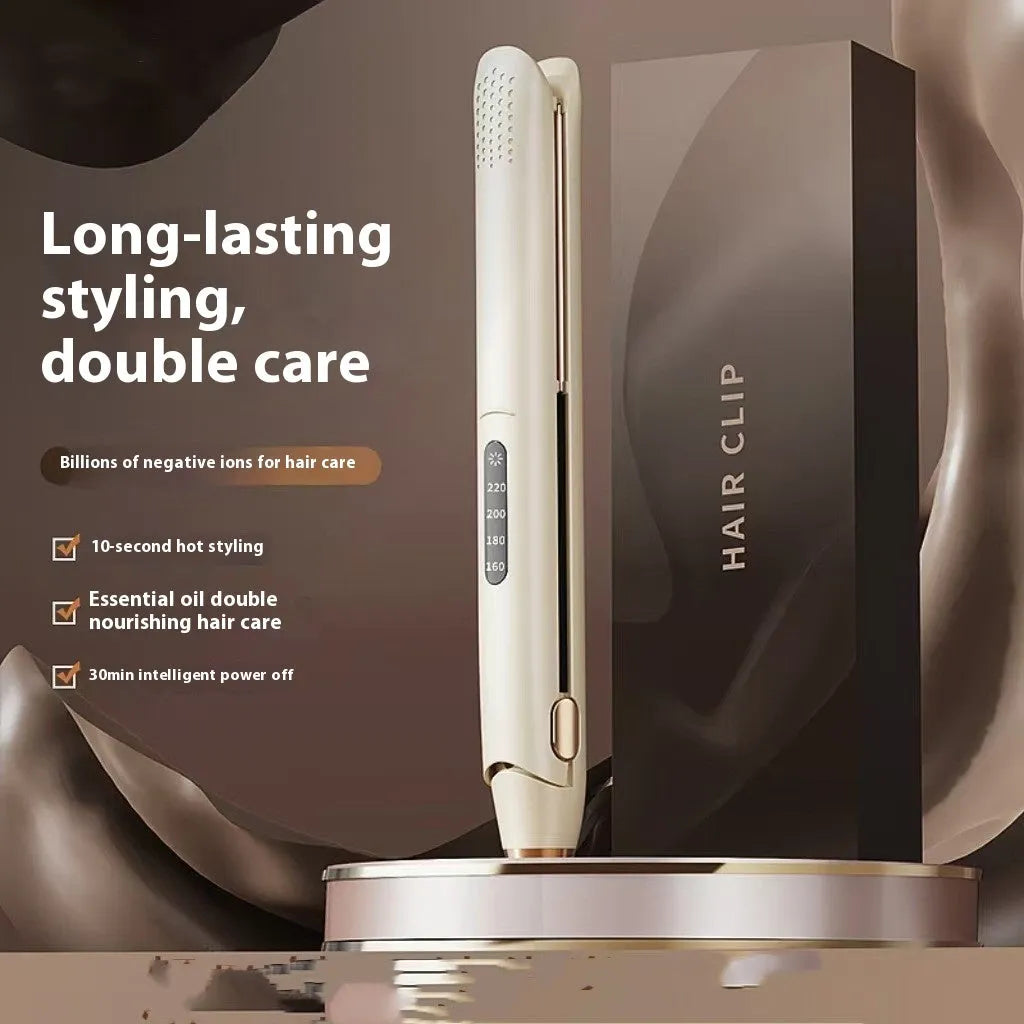 LCD screen hair straightener in almond white colour with digital temperature display