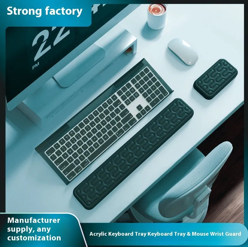 Double-sided keyboard and mouse pad with memory foam wrist support in assorted colours