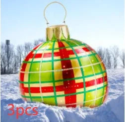 Large 60cm diameter inflatable PVC Christmas ball decoration for outdoor tree hanging