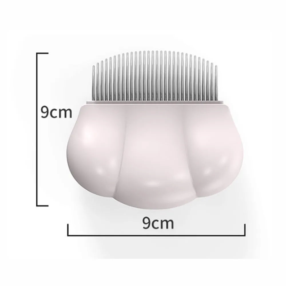 Paw Soft deshedding brush for pets in blue, pink, or white, showing 9x9 cm size.
