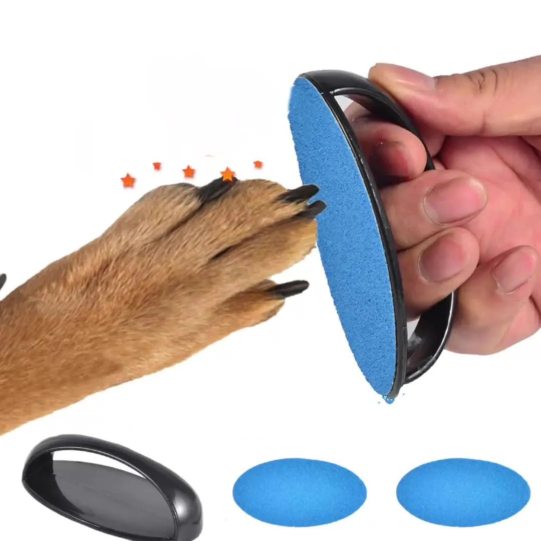 Upgraded dog nail scratch board with ergonomic handle in blue colour option