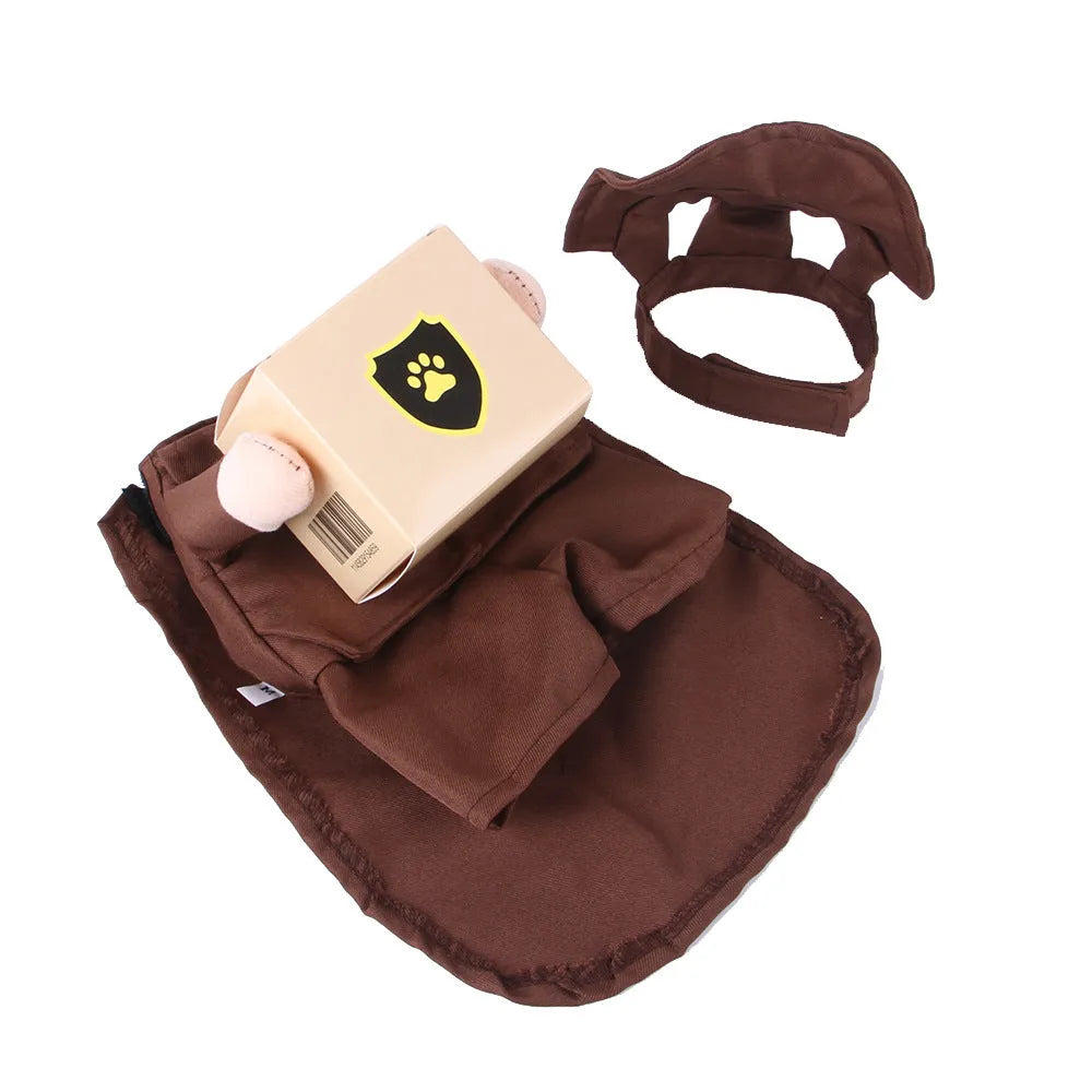 Coffee-coloured polyester pet clothing for dogs or cats in casual style