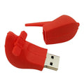 Red PVC USB flash drive with push-pull connector extended, showing compact 50mm length.
