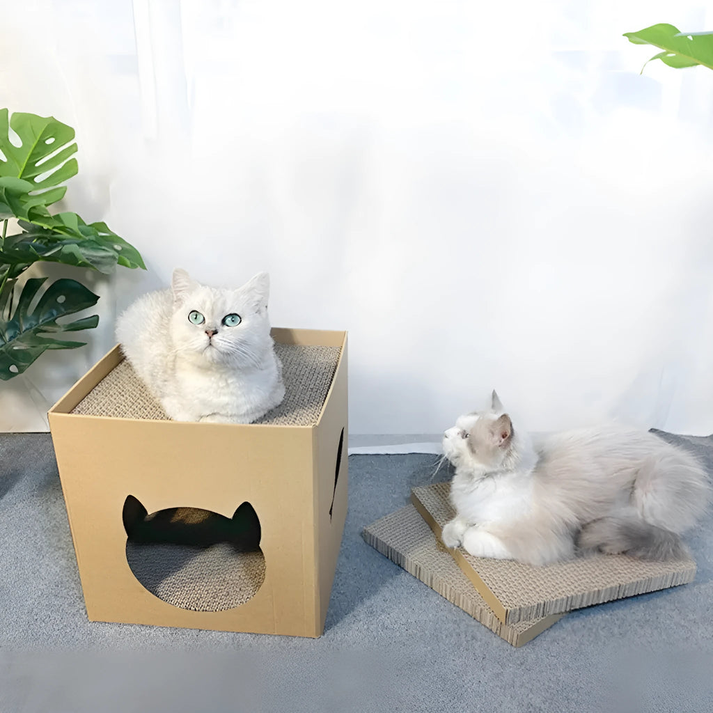 Vertical cat scratch board with 30cm corrugated paper surface in Pet Milk Carton colour