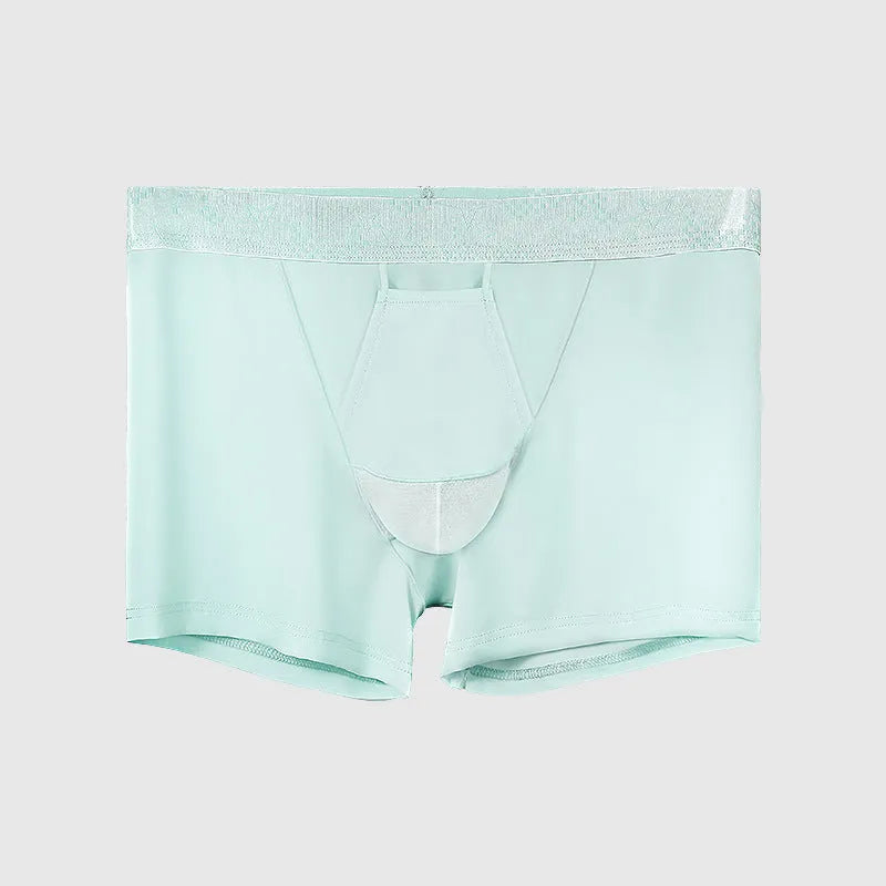 Men's black ice silk vein underwear boyshorts with mid-waist design for sports