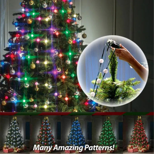 64 LED Christmas tree light string measuring 1.8 metres with button control for dimming and colour changing