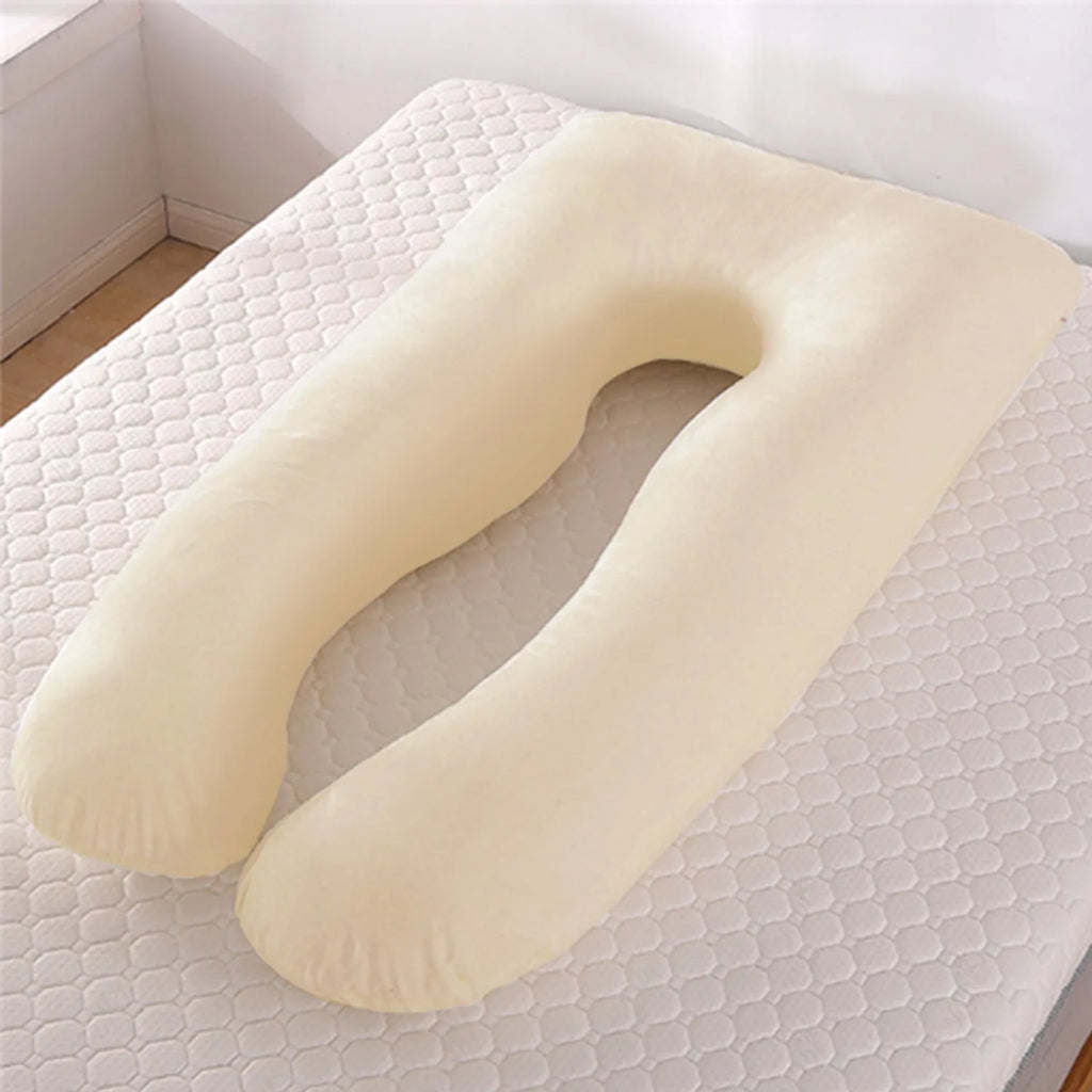 Ice silk U-shaped maternity pillow for pregnant women in grey, showing its 130cm length.