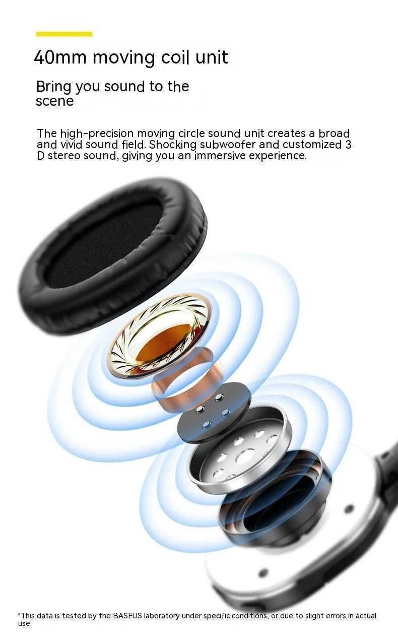 Black wireless Bluetooth sports gaming headset with head-mounted design