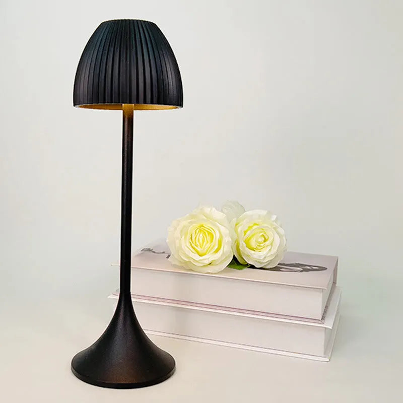 Ins pattern dimmable night lamp with thin round bottom design in black or white options