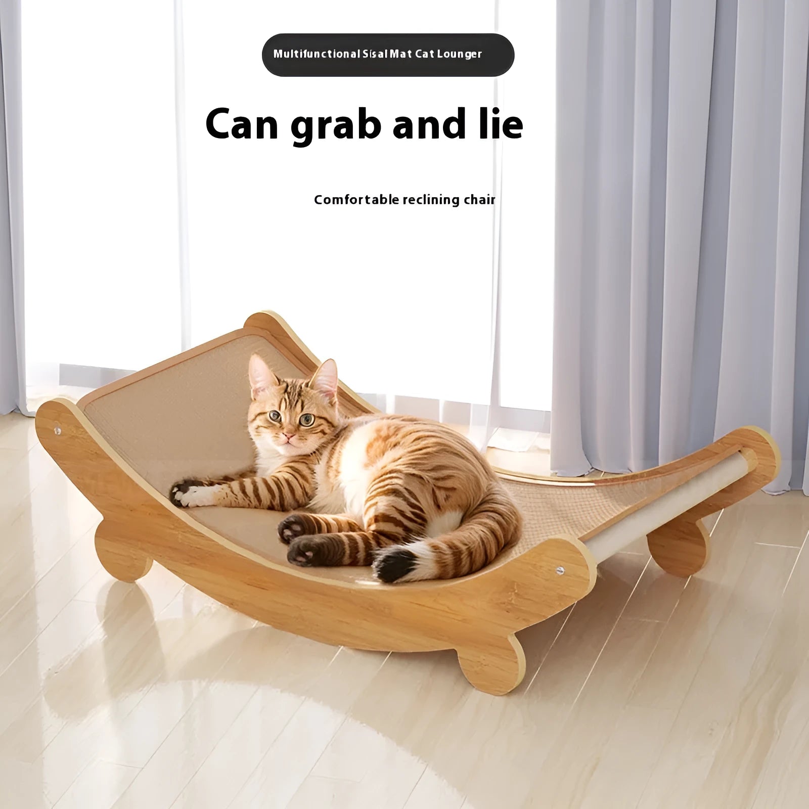 U-shaped sisal cat scratch board recliner lounge chair in pastoral style