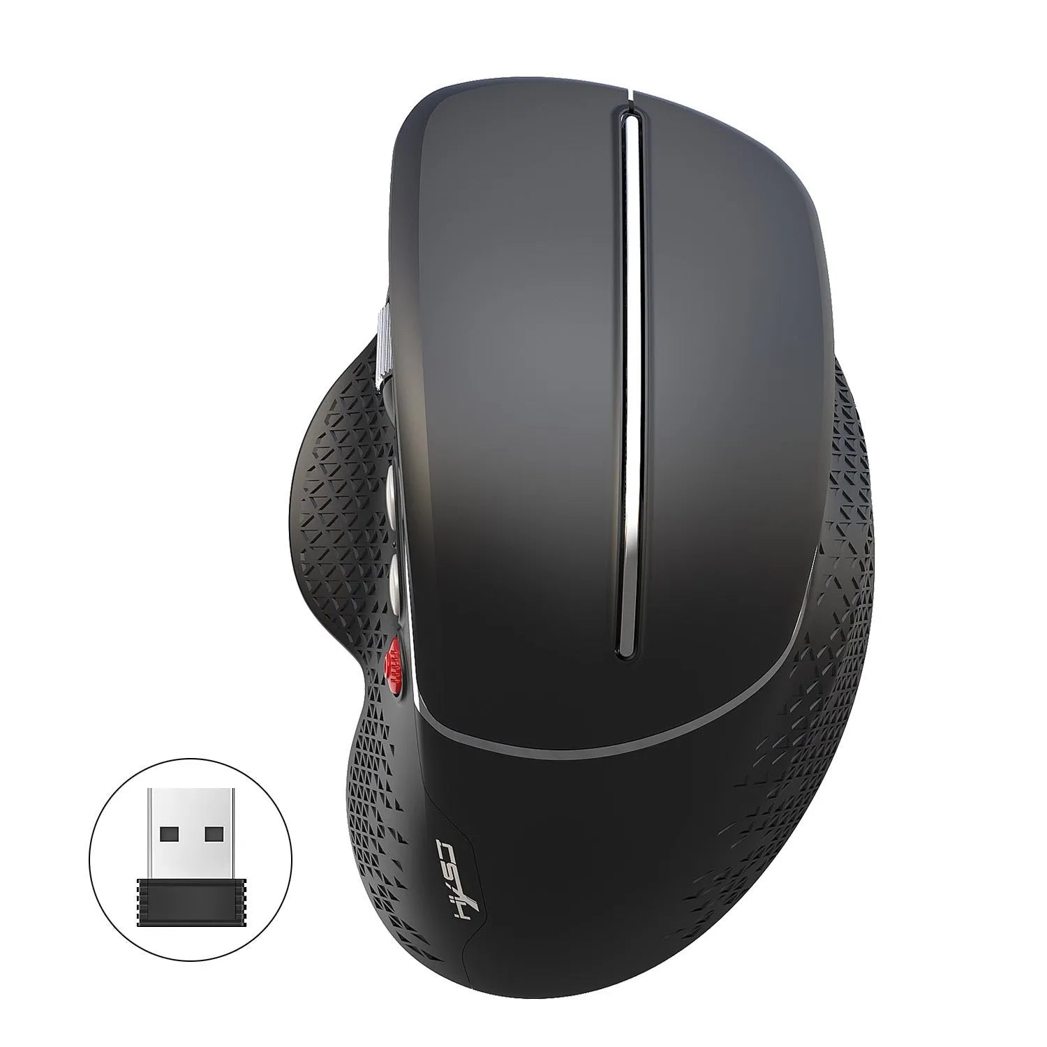 T32 wireless vertical ergonomic mouse with aluminium side roller in black or silver grey matte finish