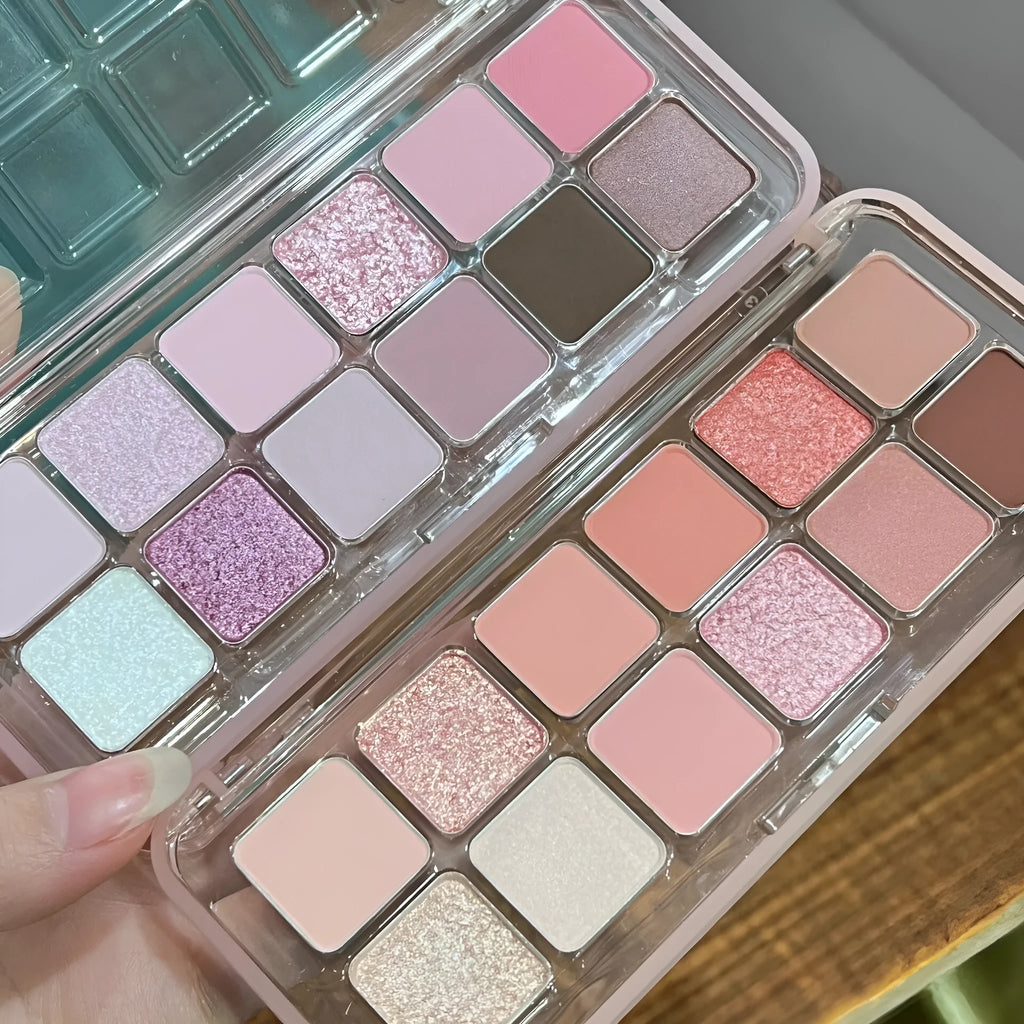 Creative Home 12-colour eye shadow palette showing Peach Apple and Cherry Plum shade options