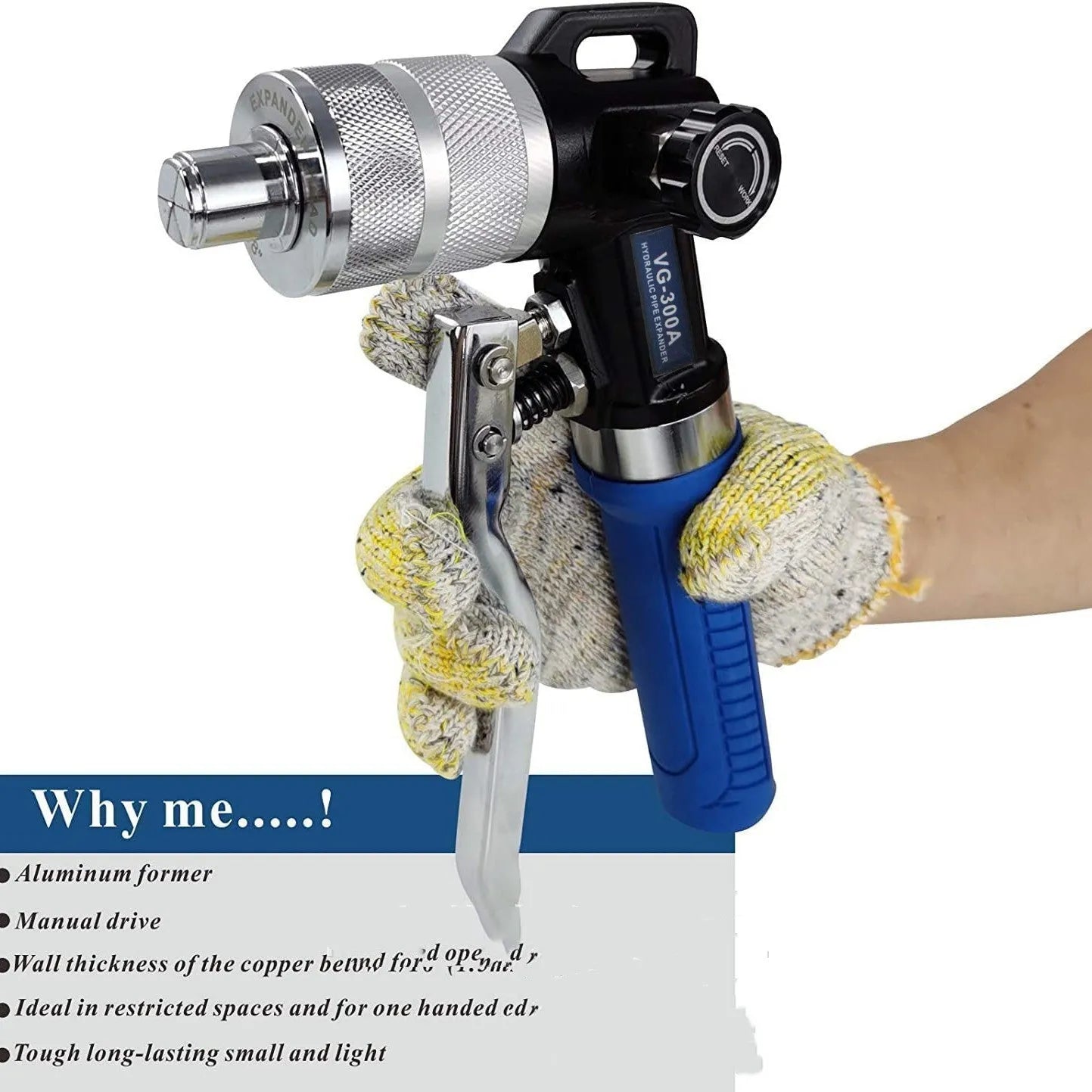 High-strength alloy steel hydraulic tube expander tool, VG-300 style, for refrigeration maintenance.