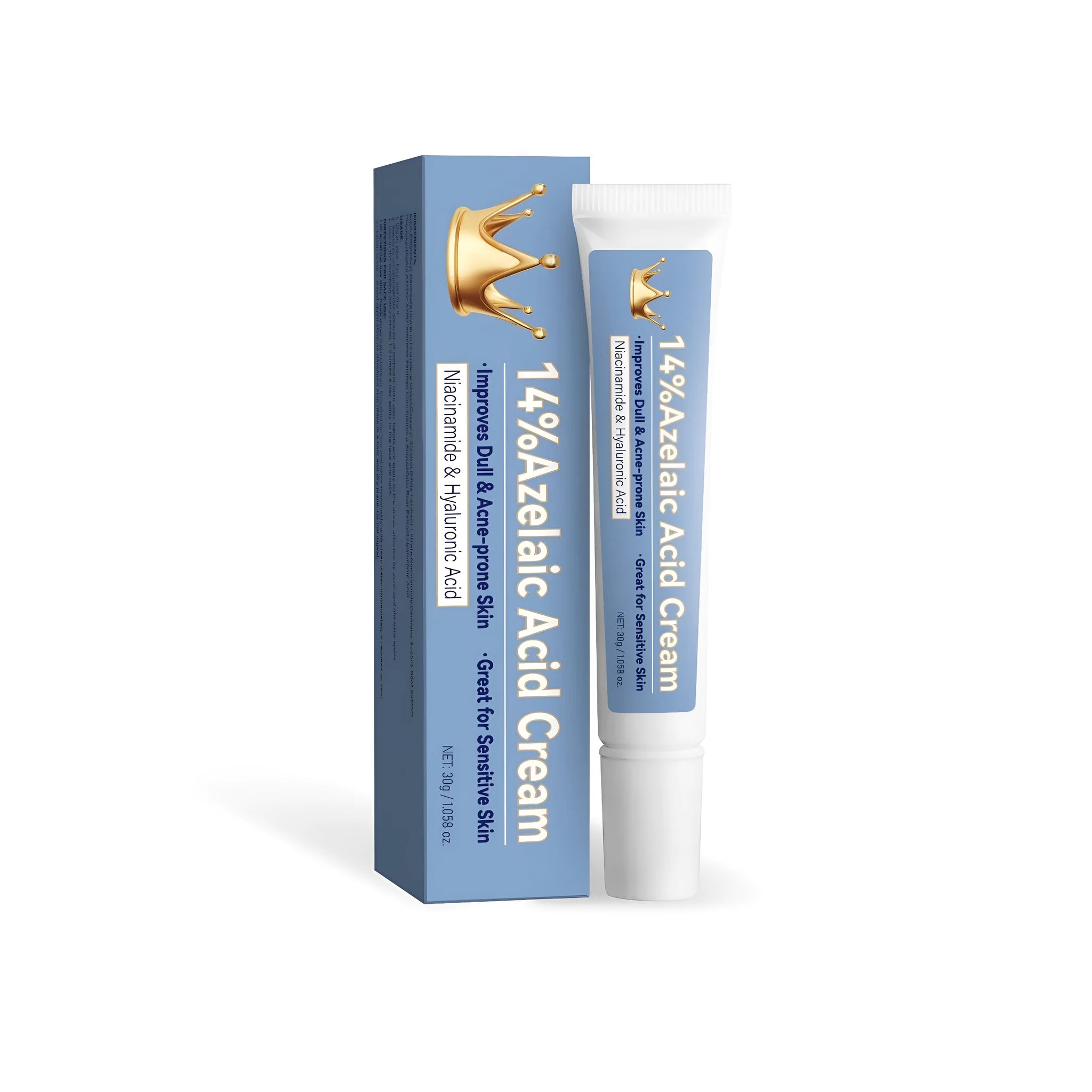 Blue packaged Azelaic Acid Neck Cream tube with 20g content for skincare treatment