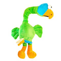 Screaming chicken sound dog toy in black, green, or orange colours