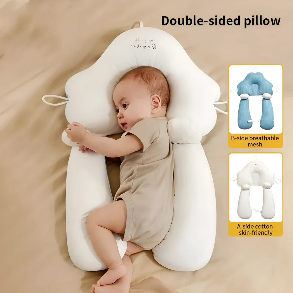 U-shaped baby head shaping pillow with pure cotton fabric in pink and blue colour options