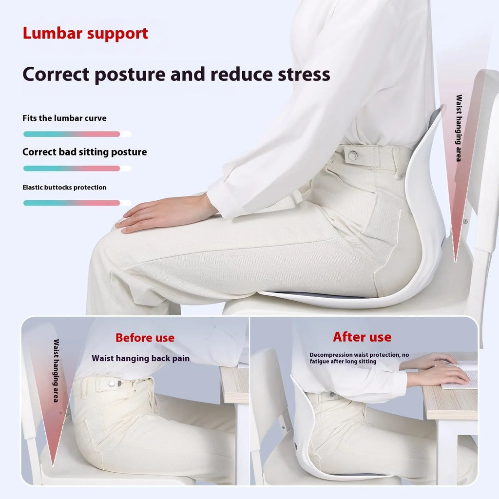 Japanese style lumbar support cushion in grey or black colours for office chair or car seat