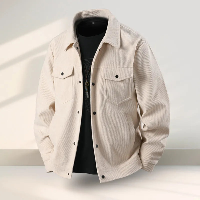Men's slim fit coat in black, coffee, green, or white colours with plus sizing up to 3XL