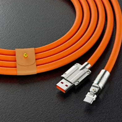 Mecha Elbow 180 Rotating Data Cable with zinc alloy connector in orange, 2m length