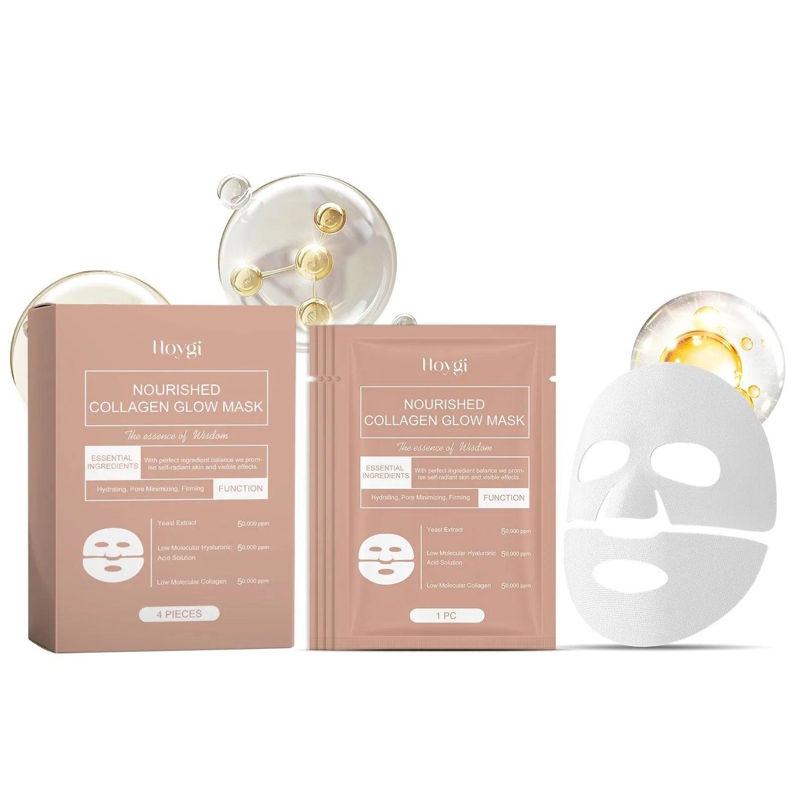 Nourished Collagen Glow Mask sheet facial mask pack showing single mask.