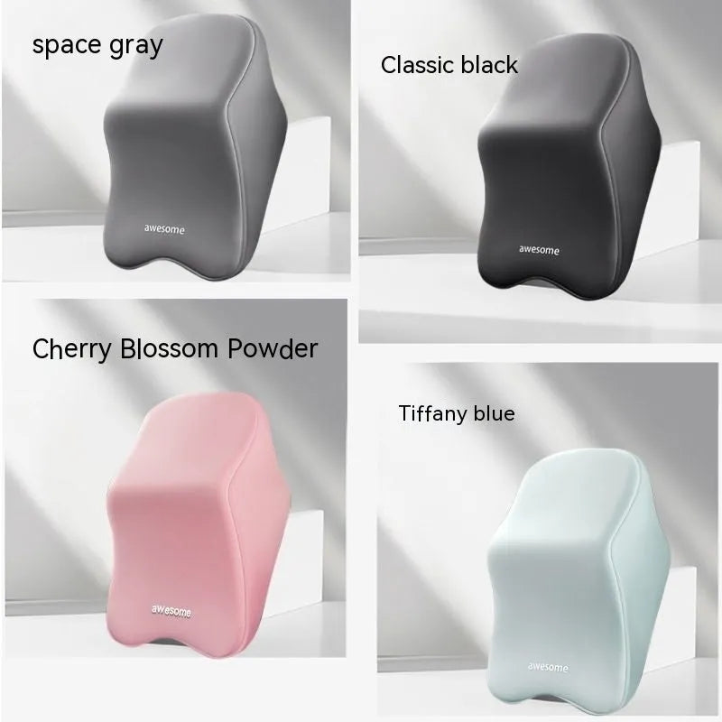 Memory foam car pillow set showing headrest and lumbar support cushions in a choice of four colours.