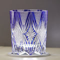 Hand carved blue crystal wine glass with 260ml capacity in retro Japanese style