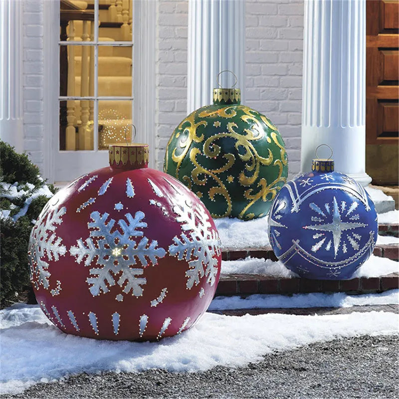 Large 60cm diameter inflatable PVC Christmas ball decoration for outdoor tree hanging