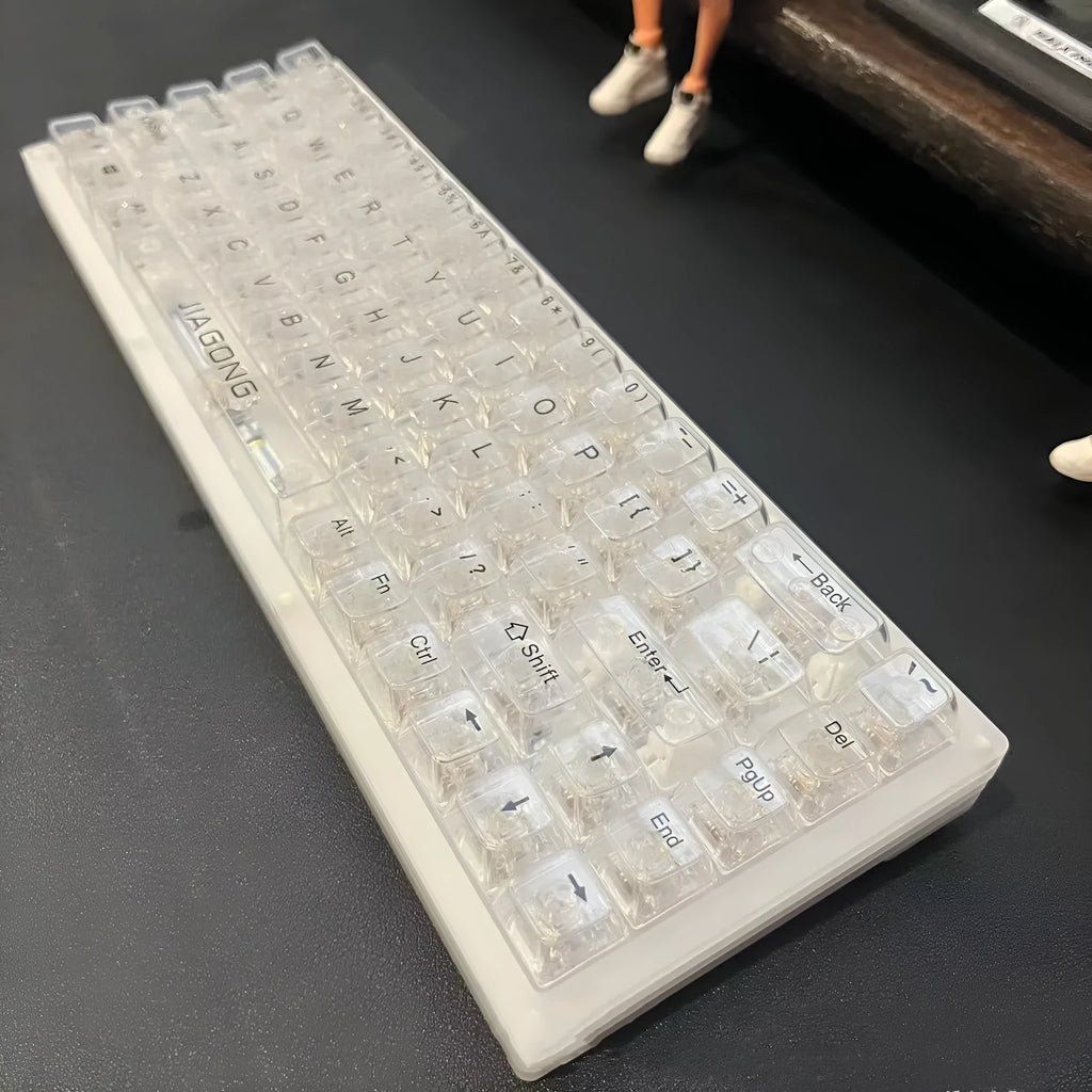 Universal transparent mechanical keyboard keycaps 132-key full set showing backlight compatibility