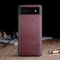 Black PU lychee skin texture phone case for Google Pixel 6, showing all-inclusive glass design.