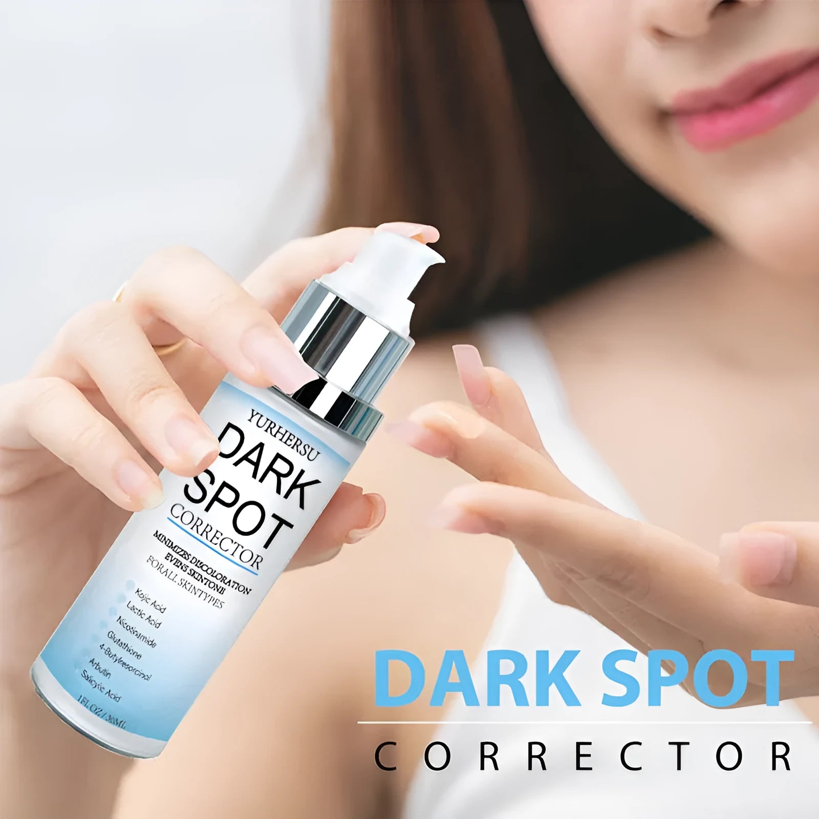 Spot lightening essence bottle for skin brightening, moisturising and tightening benefits