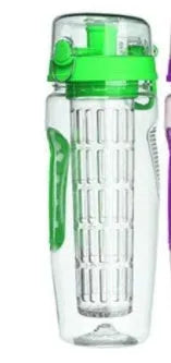 32oz BPA-free Tritan fruit infuser water bottle with removable fruit cup in assorted colours