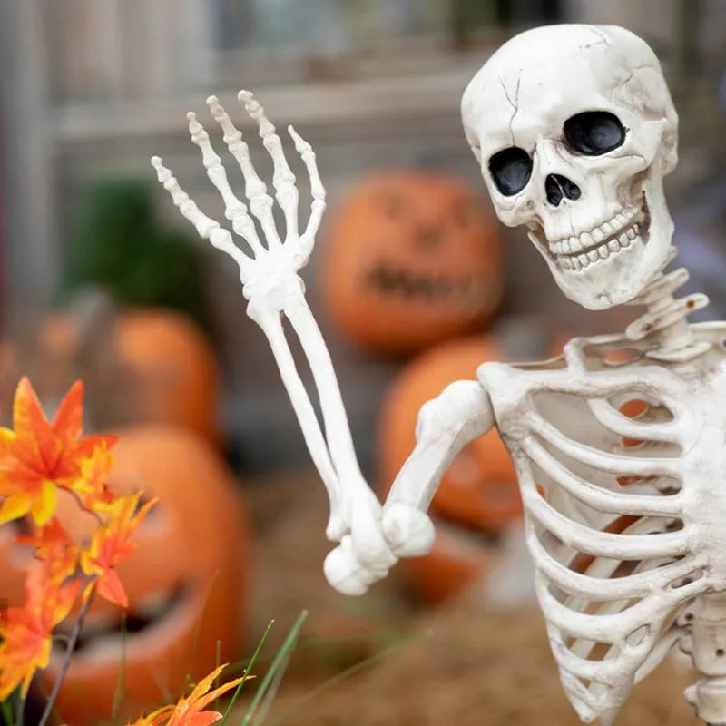 90cm tall movable joint plastic skeleton Halloween decoration prop posed standing