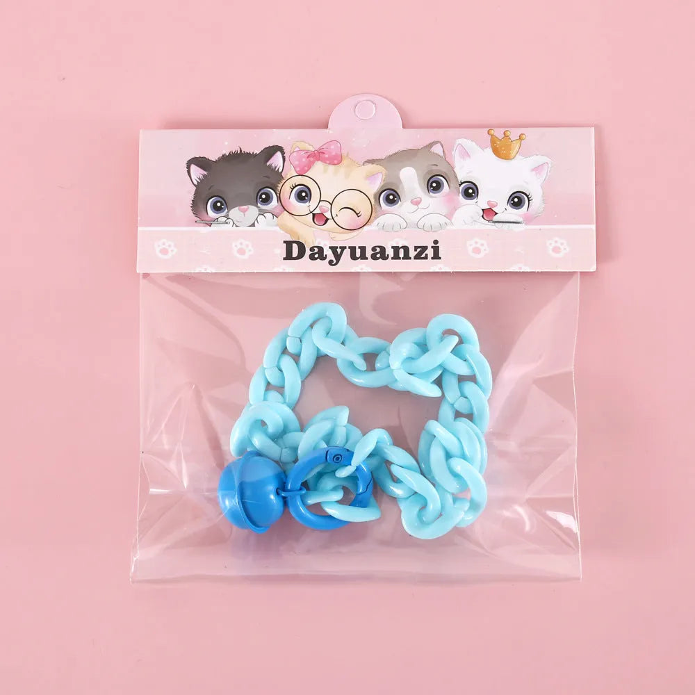 Adjustable plastic pet collar in macaron candy colours with chain details for cats dogs rabbits