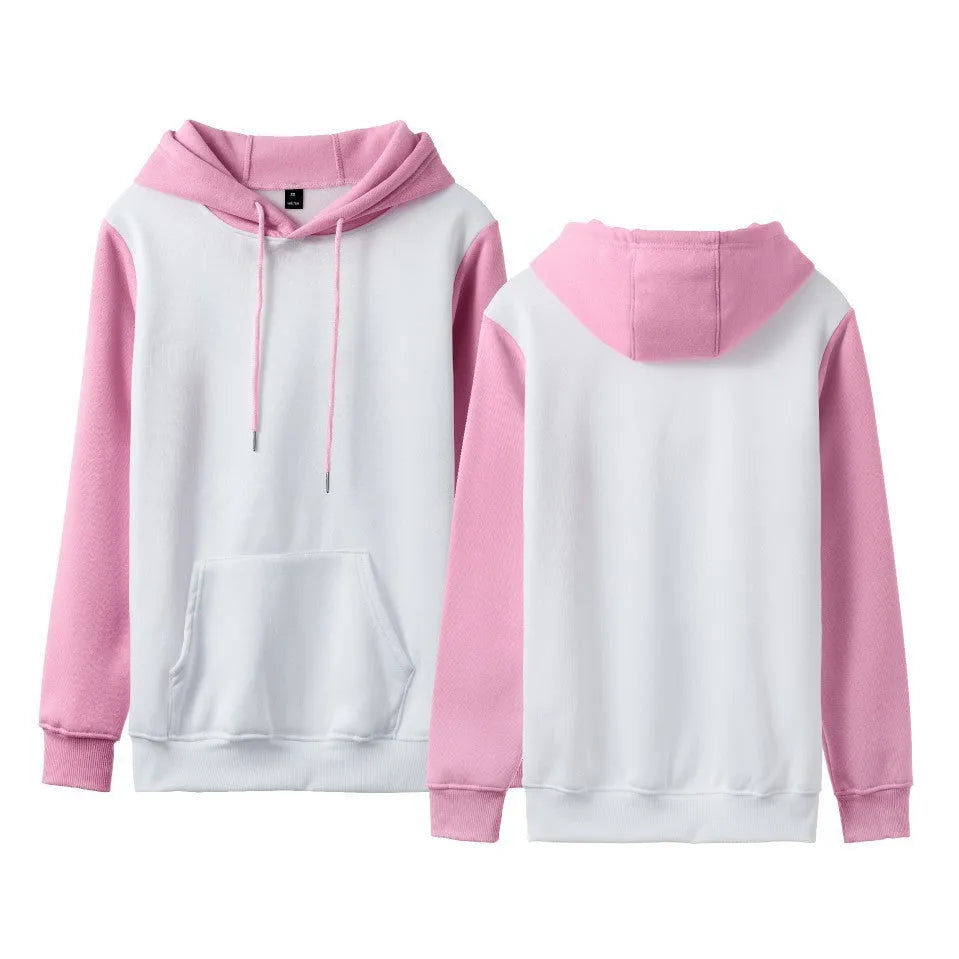 Loose fit fleece-lined hoodie with contrast stitching in black and white colour combination