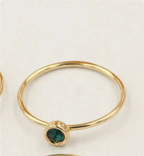 14K gilded copper knuckle ring with zircon details in green colour for DIY jewellery making