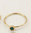 14K gilded copper knuckle ring with zircon details in green colour for DIY jewellery making
