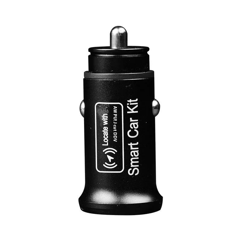 Black ABS plastic car charger GPS locator tracker unit for plugging into a vehicle's 12V socket.