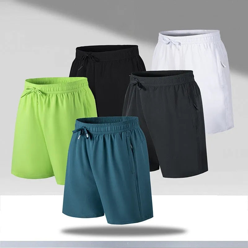 Men's loose fit quick-drying beach shorts in polyester ice silk fabric available in multiple colours