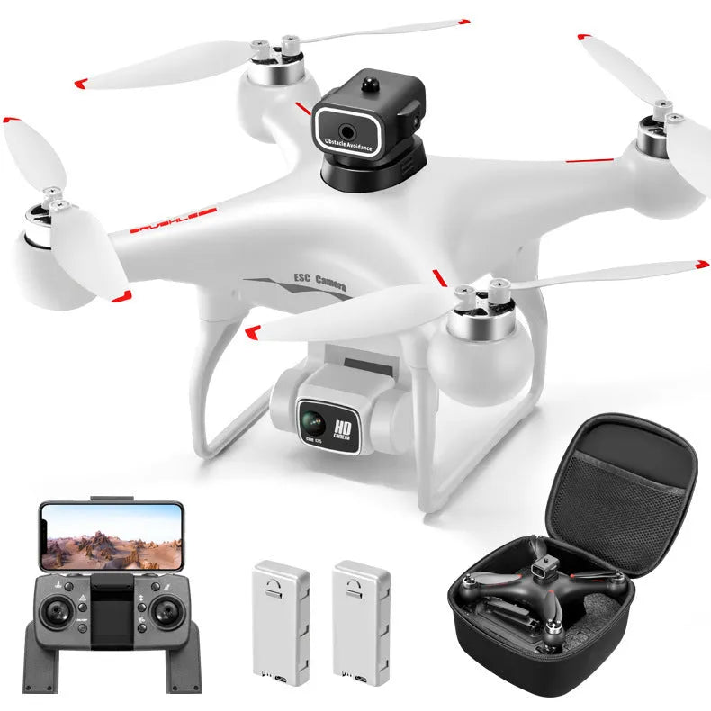 Black or white brushless UAV drone with four-side obstacle avoidance and HD camera under 30cm size