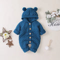 Baby knitted cotton romper, sleeveless hooded, light blue, sizes 66-100cm, Class A safety
