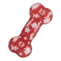 Printed bone shaped TPR dog chew toy with squeaker in seasonal colour variations