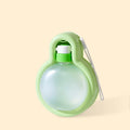 Green dog travel water bottle with integrated pull-out bowl and handle