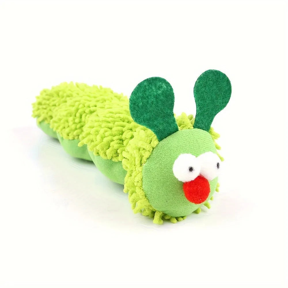 Green interactive plush cat toy pillow measuring 24cm long with rechargeable electronic sports functionality