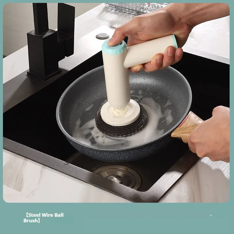 Bangshou electric cleaning brush with three brush heads in white and green colour options